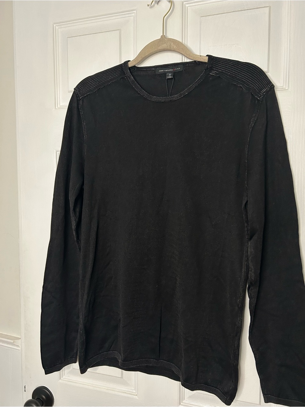 John Varvatos Flawed Walter Long Sleeve Acid Wash Crewneck T-Shirt - Picture 5 of 15